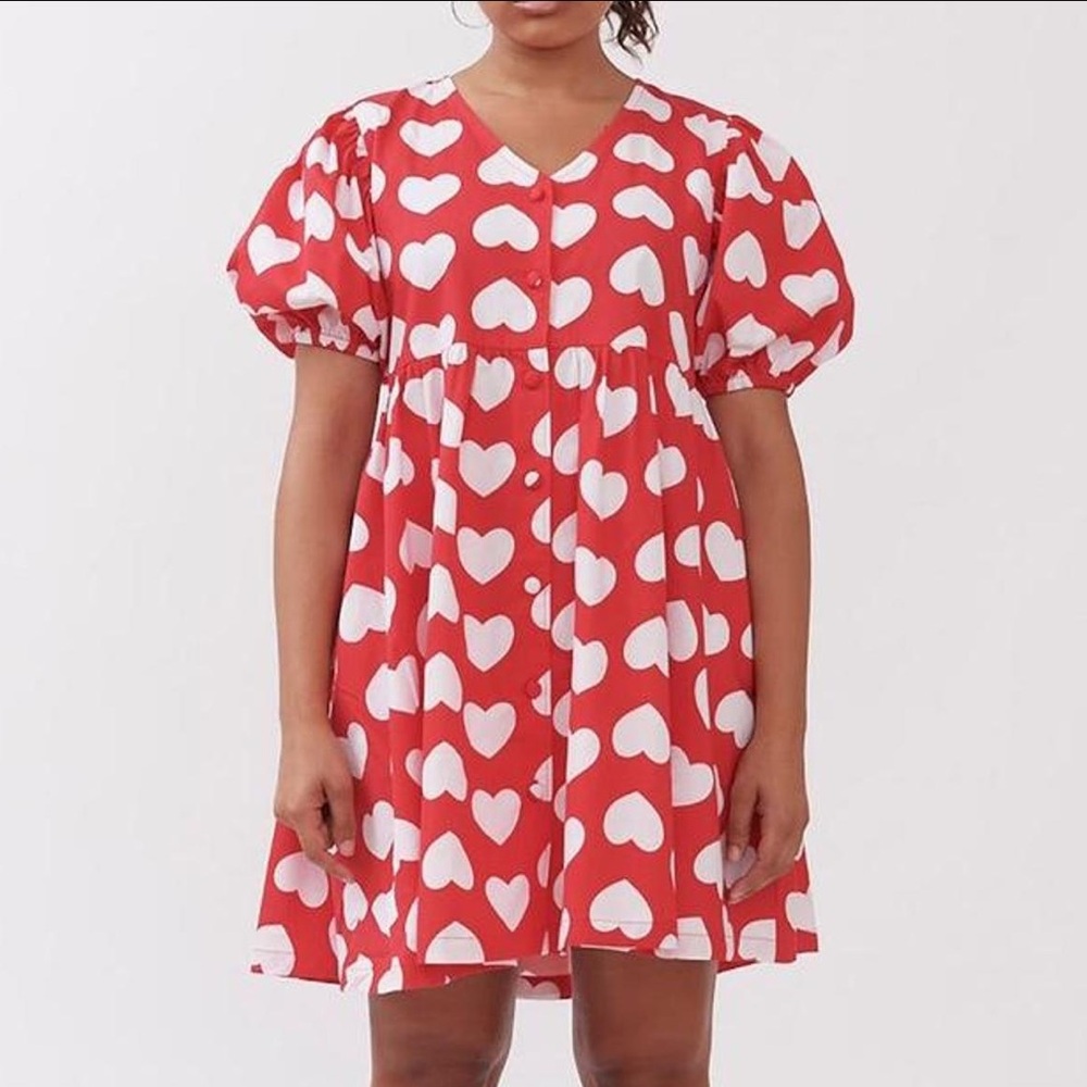 Lazy Oaf Love Heart Puff Sleeve Dress